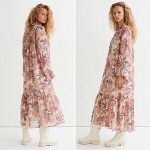 H&M Conscious Collection Chiffon Floral Semi-Sheer Maxi Dress NWT Size XL